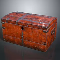Vintage Wooden Trunk With Brown Surface Metal Fittings And Classic Style Design
