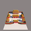 Ancient Chinese Architecture With Yellow Glazed Roofs Red Walls And Symmetrical Courtyard Design