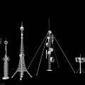 Technology Exhibition Hall Showcasing Various Communication Towers And Antenna Structures