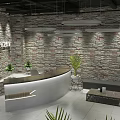 Industrial Style Modern Office Interior With Glass Partitions Green Chairs Plants And City Night View