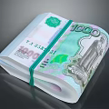 Everyday Life Essentials Featuring Rolled 1000 Ruble Banknotes Tied With Green Ribbon
