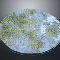 Natural Themed Round Rug With Green Plants And Yellow Floral Patterns