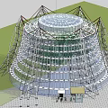 Modern Glass Dome Building With Metal Frame Structure And Interior Trees 3d model