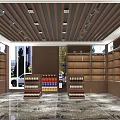Modern Spacious Tobacco and Alcohol Store Interior With Shelves Product Displays And Marble Floor