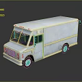 Silver Metallic Food Truck With Green Windows And Reflective Surface