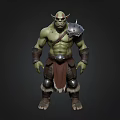 Fantasy Orc Warrior Character With Green Skin Muscular Build And Armor