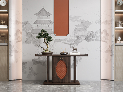 New Chinese-style Entrance Cabinet model