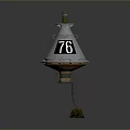 Conical White Brown Buoy With Number 76 Top Light And Rope Seaweed