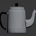 Silver Stainless Steel Kettle with Black Handle and Lid for Daily Use