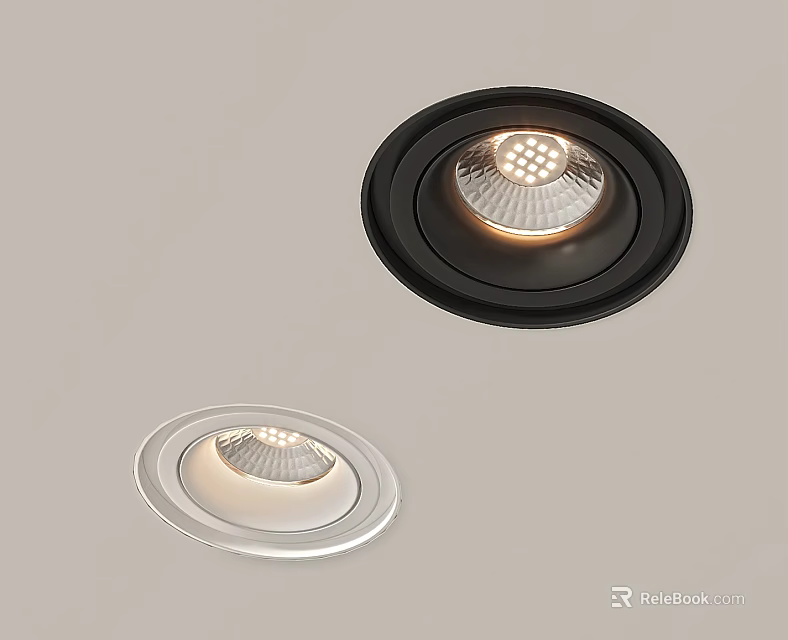 Modern Recessed LED Downlight Spotlights in Black and White Ceiling Fixtures 3d model 