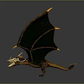 3D Dragon Model With Green Wings Golden Accents And White Head