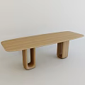 Modern Light Wood Dining Table With Unique U Shaped Legs Design 3d model
