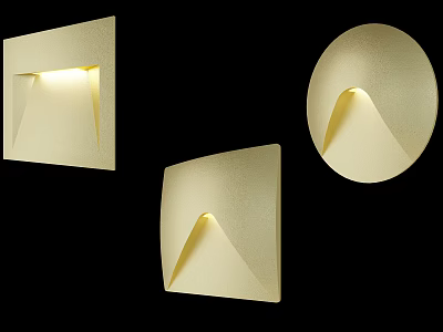 Modern Staircase With Three Different Shaped Wall Lights And Warm Illumination 3d model