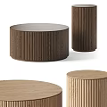 Round Wooden Functional Tables With Vertical Grooves And Smooth Tops