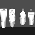 Modern Bathroom Urinal Designs With Different Shapes Mounted On Gray Wall 3d model