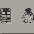 Modern Black Metal Ceiling Lights with Square and Geometric Grid Design Exposed Bulb Warm Light