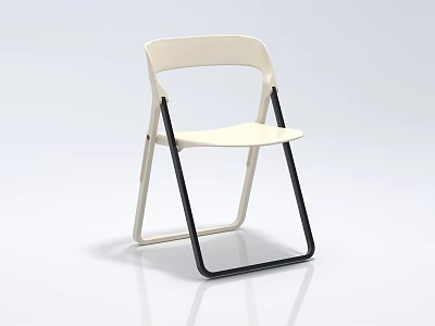 White Leisure Chair with Black Frame Folding Modern Sleek Design Structure 3d model