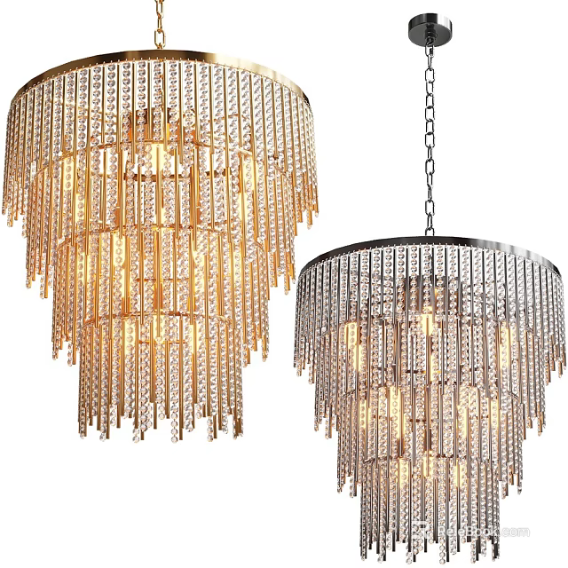 Crystal Chandeliers with Hanging Chains and Modern Design for Elegant Interior Lighting 3d model
