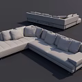 Modern L Shaped Sectional Sofa With Soft Fabric Cushions And Pillows 3d model