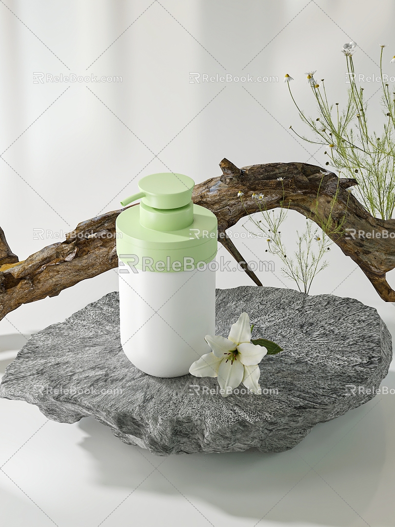 Shampoo toiletries cosmetic stone roots 3d model