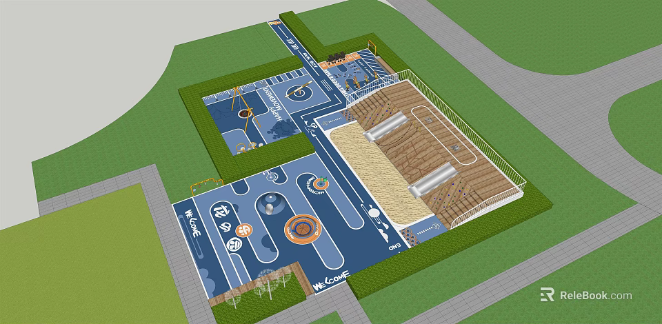 Colorful Interactive Children's Play Area With Climbing Structures Slides And Soft Floor Mats 3d model 