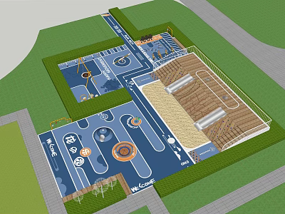 Colorful Interactive Children's Play Area With Climbing Structures Slides And Soft Floor Mats 3d model