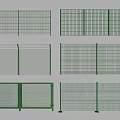 Multiple Green Metal Mesh Fences Featuring Diverse Grid Patterns And Designs 3d model