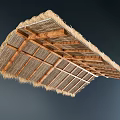 Rustic Ceiling With Thatched Roof And Wooden Frames
