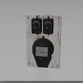Electrical Control Device With Wooden Base Two Black Knob Switches And Meter Gauge