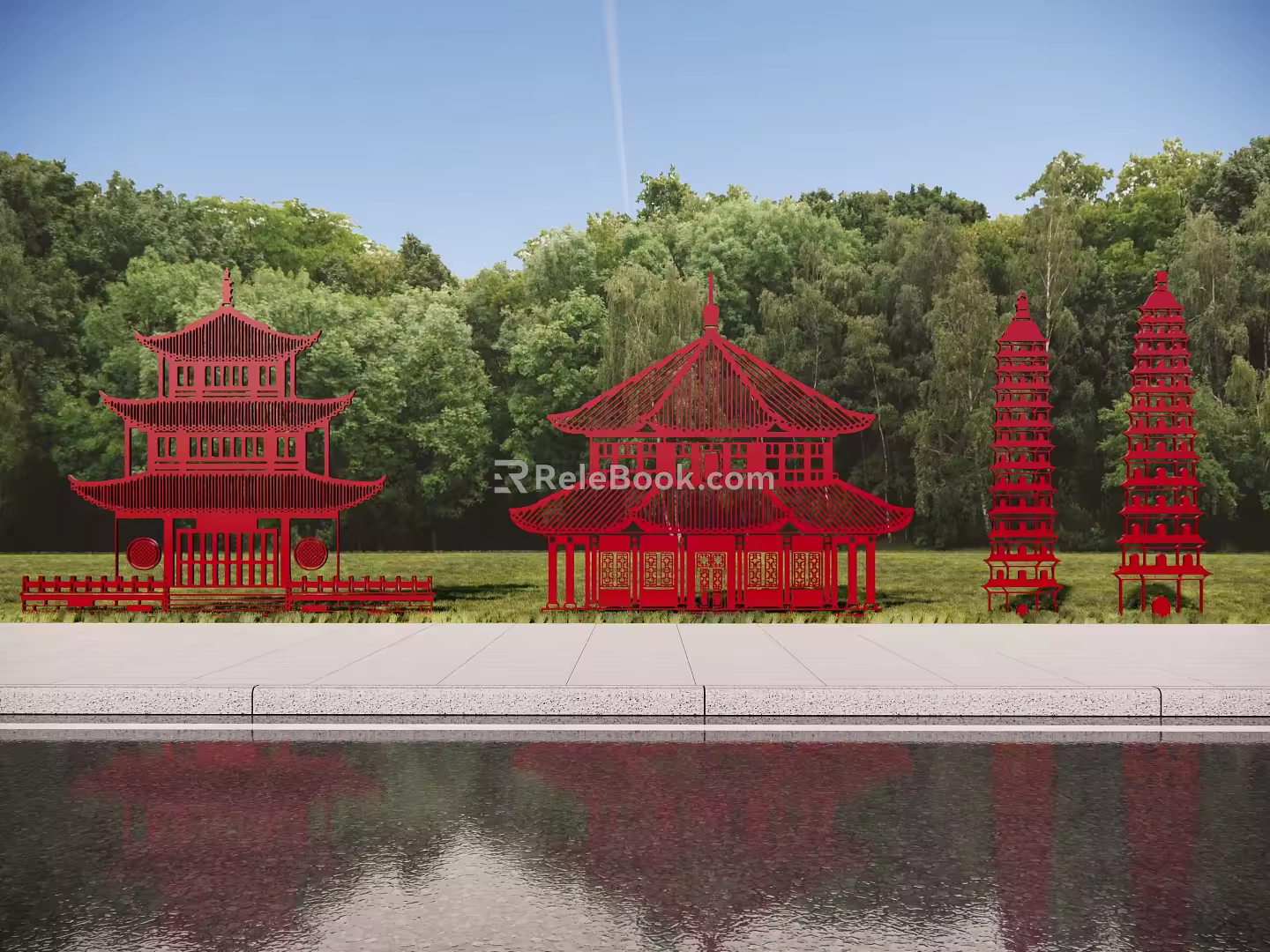 Ancient Architecture Silhouette 3d model