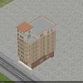 Multi Storey Residential Building With Brown Beige Exterior And Green Lawn Roadside