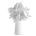 Fresh Green Floral Arrangement In Glass Vase With Fern Leaves And Foliage