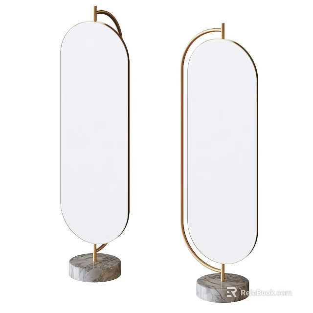 Modern Floor Standing Mirrors With Gold Frame And Marble Base Design 3d model