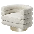 Modern Beige Fabric Leisure Chair With Curved Layered Design And Soft Comfortable Seating