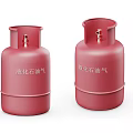 Two Red Industrial Liquefied Petroleum Gas Cylinders with Safety Valves