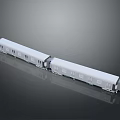 White 3D Modeled Modern Train With Two Sleek Carriages And Shiny Reflective Surface