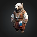 Ornate Bear Wearing Traditional Costume With Decorative Patterns And Colorful Sash