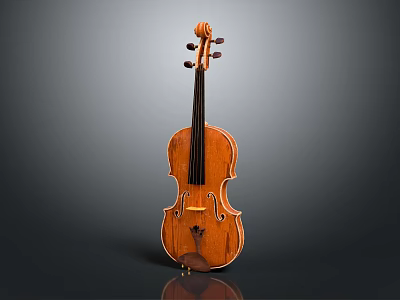 Elegant Classical Wooden Violin Musical Instrument Handcrafted with Acoustic Design and Vintage Style 3d model