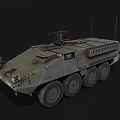 Modern Military Tank With Wheeled Design Green Armor And Turret Machine Gun