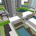 Modern Urban Residential Complex With High Rise Buildings Green Spaces And Water Features