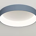 Modern Circular Table Lamp with White LED Light and Blue Frame on Gray Surface 3d model