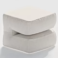 Stacked Cream Colored Square Soft Upholstered Stools With Stitched Details