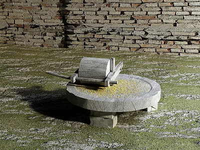 Chinese-style Farm Tools Stone Milling 3d model