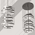 Modern Chandelier with Layered Circular Rings and Sleek Metal Structure for Interior Decor