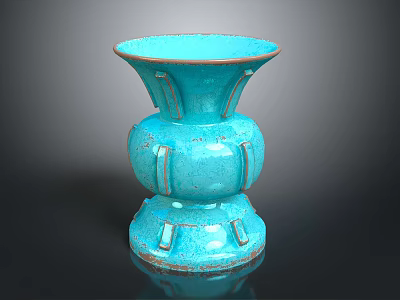 Elegant Blue Ceramic Vase Featuring Unique Textured Design And Decorative Base 3d model