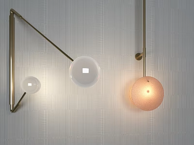 Sleek Modern Wall Lamps With Metal Brackets And Glass Globe Shades Emitting Soft Warm Light 3d model