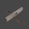 Ancient Egyptian Wooden Boat With Horus Eye Sail In Desert Mountain Scene