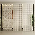 Modern Transparent Glass Room Dividers With Textured Patterns For Home Decor 3d model