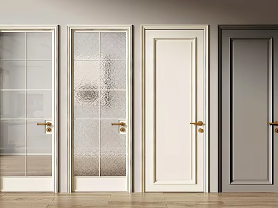 Modern Hinged Doors with Glass Panels White Dark Gray and Golden Handles for Home Interiors 3d model