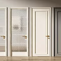 Modern Hinged Doors with Glass Panels White Dark Gray and Golden Handles for Home Interiors